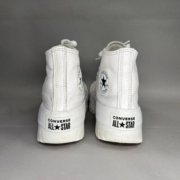 Converse Women's Size 9.5 Chuck Taylor All Star White Leather Lugged Sneakers - Picture 5 of 11